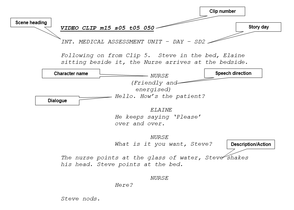 Documentary script writing format