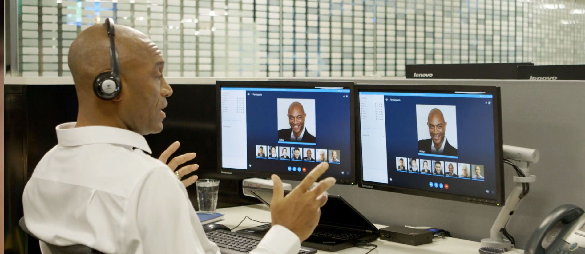 Man in a video conference